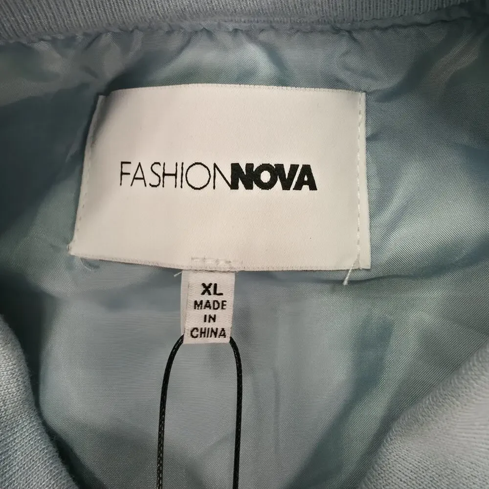 Fashion Nova Womens XL Something About You Varsity Jacket Sherpa Argyle